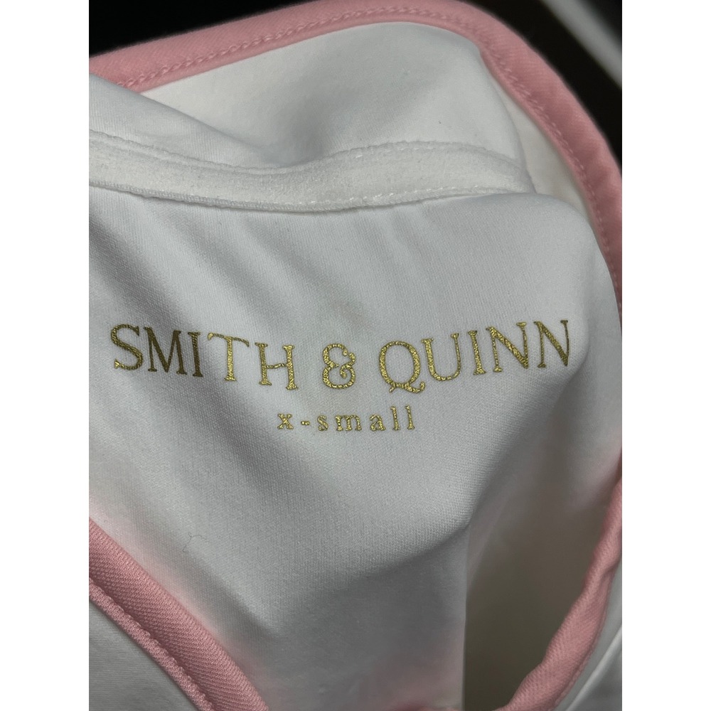 Smith & Quinn Womens White Pink Trim Quarter Zip Sleeveless Golf Polo Top XS - Picture 3 of 4